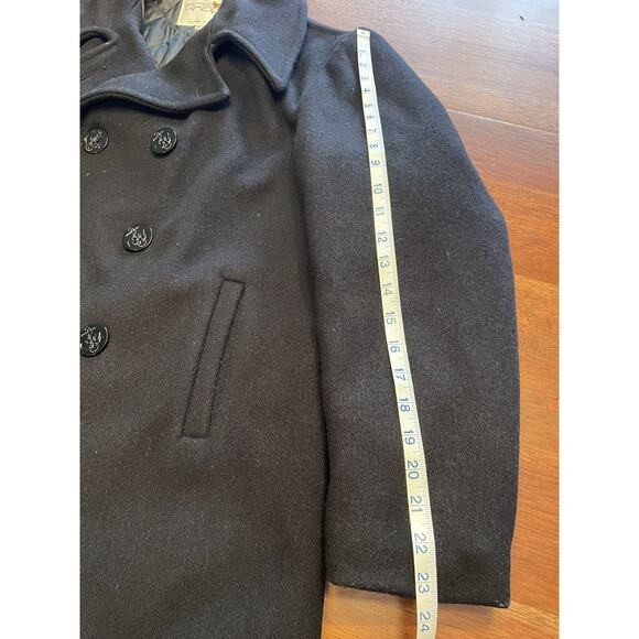 VINTAGE Fox Knapp Pea Coat Mens 42 Black Double Breasted Quilt Lined Made in USA - Picture 10 of 13